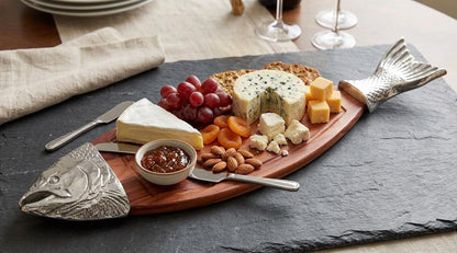 Salmon Shaped Wooden Cheese Board | Rustic Charcuterie Serving Platter