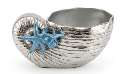 Nautilus Shell Wine Cooler | Polished Aluminum Nautical Bar Decor
