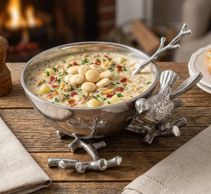 Handmade Aluminum Bird Bowl | Decorative Table Centerpiece