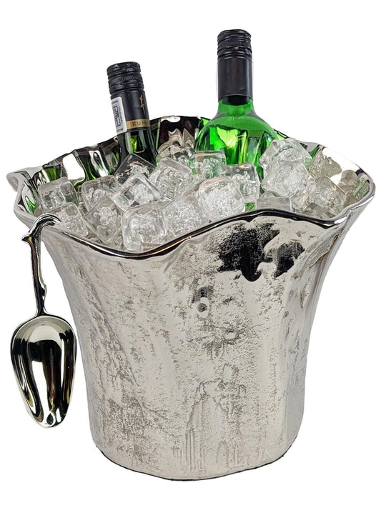 Artisan Aluminum Ice Bucket with Scoop | 3-6 Bottle Wine Cooler