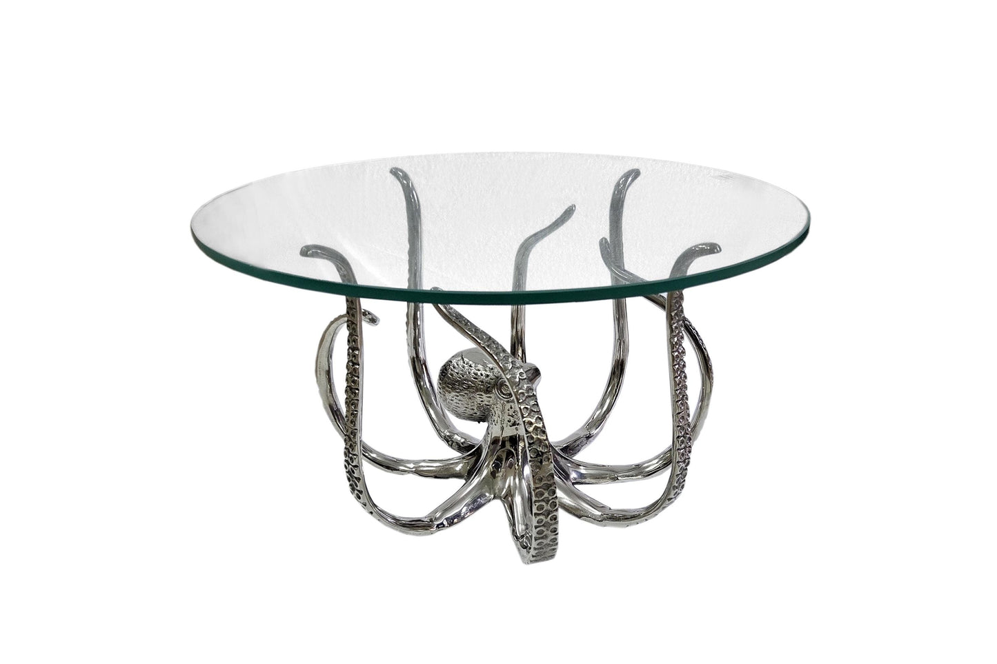 Aluminum Octopus Cake Stand, Silver Coastal Dessert Platter, Nautical Serving Tray