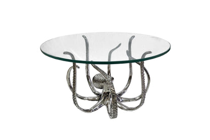 Aluminum Octopus Cake Stand, Silver Coastal Dessert Platter, Nautical Serving Tray