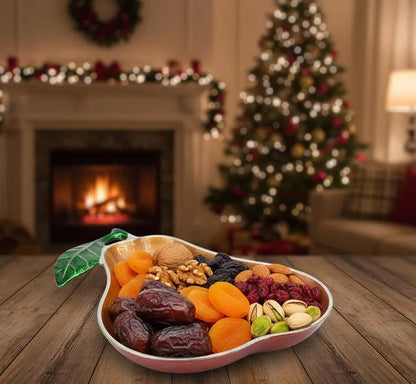 Red Enamel Pear Serving Bowl | Cast Aluminum Decorative Platter