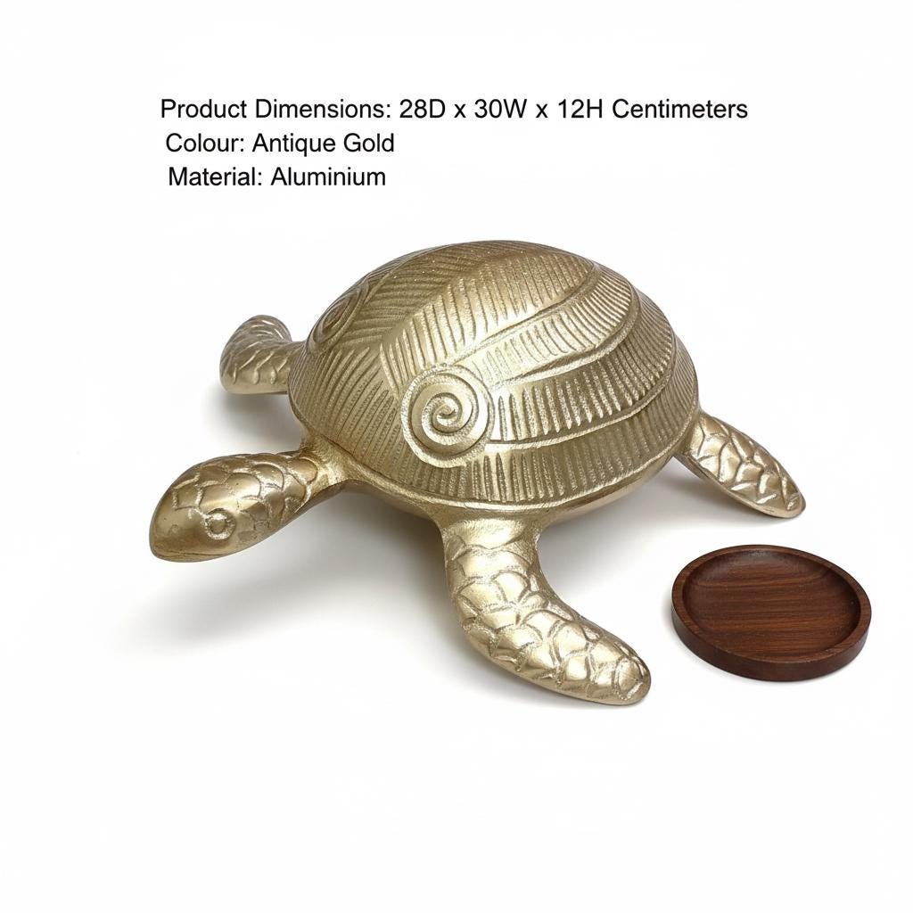 Handcrafted Aluminum Tortoise Figurine, Feng Shui Lucky Turtle, Prosperity Symbol Ornament