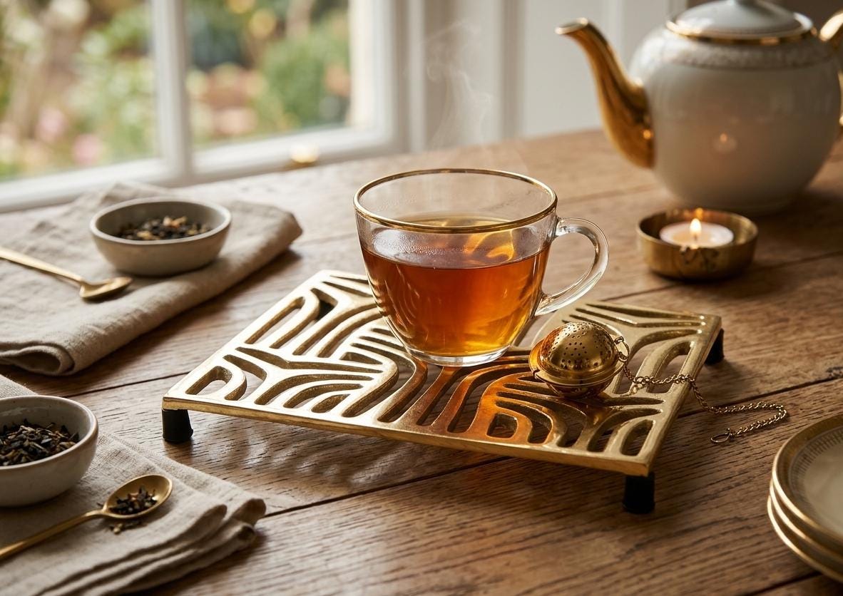 Modern Gold Square Trivet – Minimalist Heat-Resistant Kitchen Hot Pad