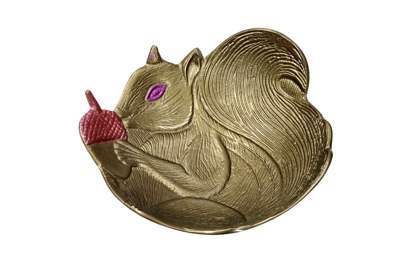 Aluminum Squirrel Fruit Bowl Rustic Decorative Snack Dish, Elegant Serving Accent