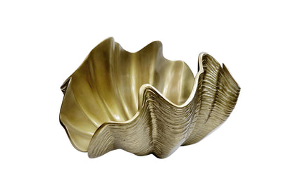 Gold Aluminum Shell Vase: Coastal Centerpiece Bowl, Nautical Beach House Accent