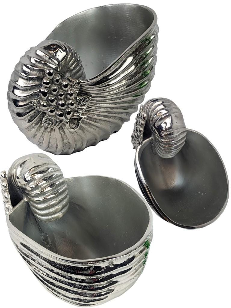 Aluminum Nautilus Seashell Wine Chiller | Coastal Vase Planter