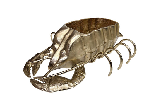 Gold Lobster Wine Bottle Holder, Nautical Bar Decor, Beach House Wine Rack