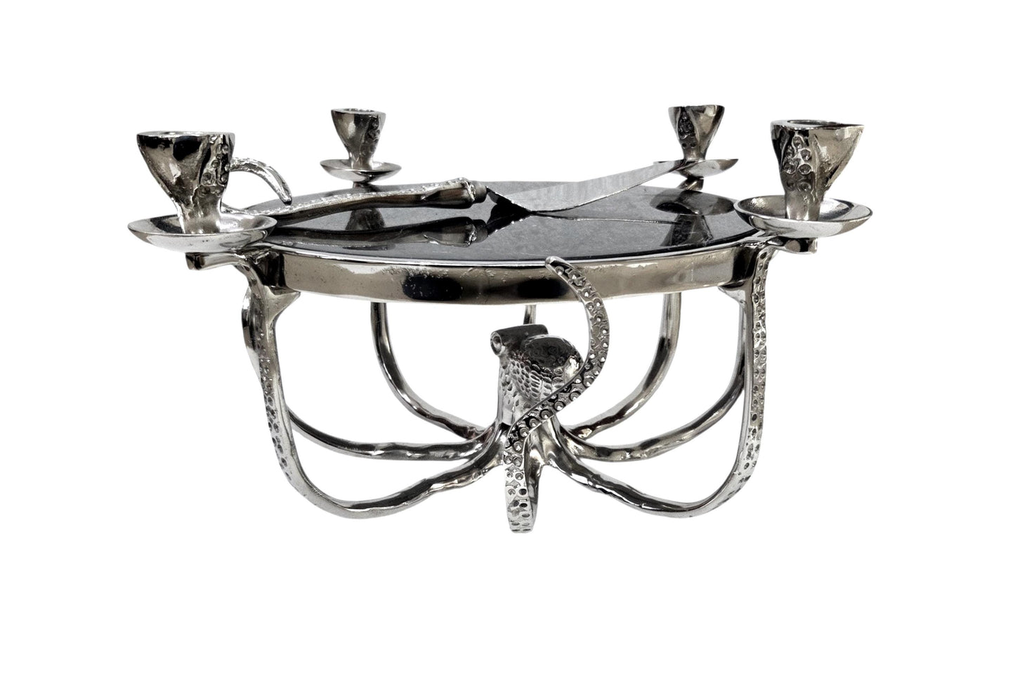 Octopus Candle Cheese Board with Cake Lifter – Coastal Aluminum Serving Platter