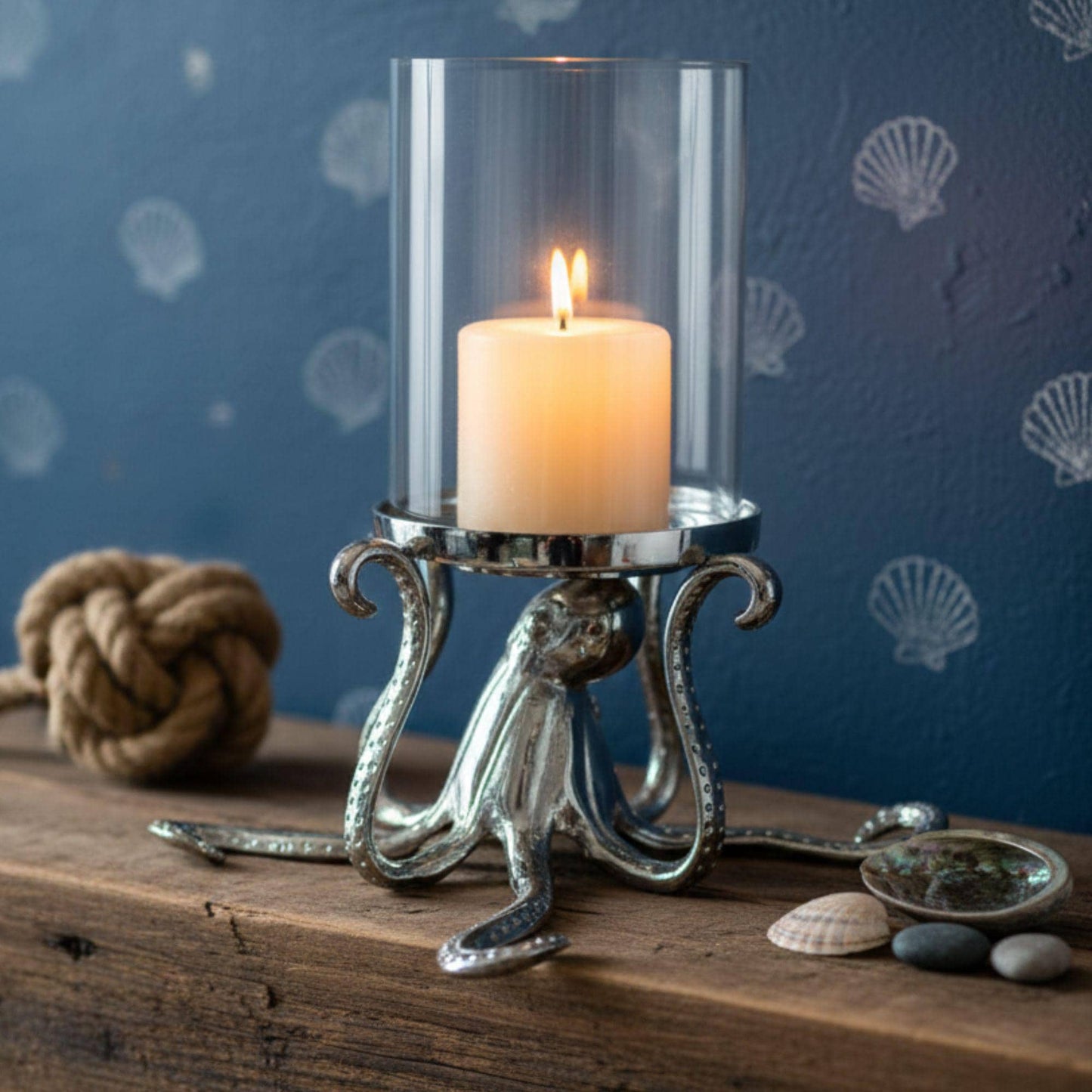Octopus Candle Holder | Nautical Resin Decor, Coastal Ocean Accent